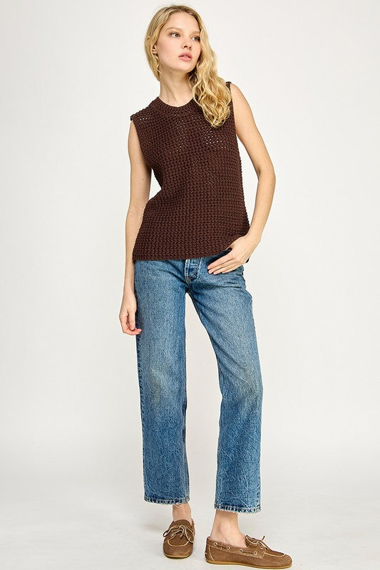 Mocha Breeze Crochet Vest