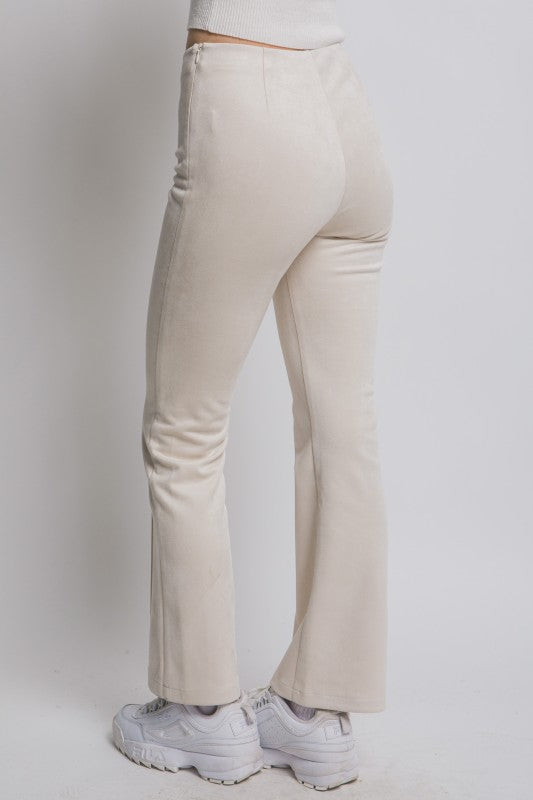 Faux Suede Flare Pants