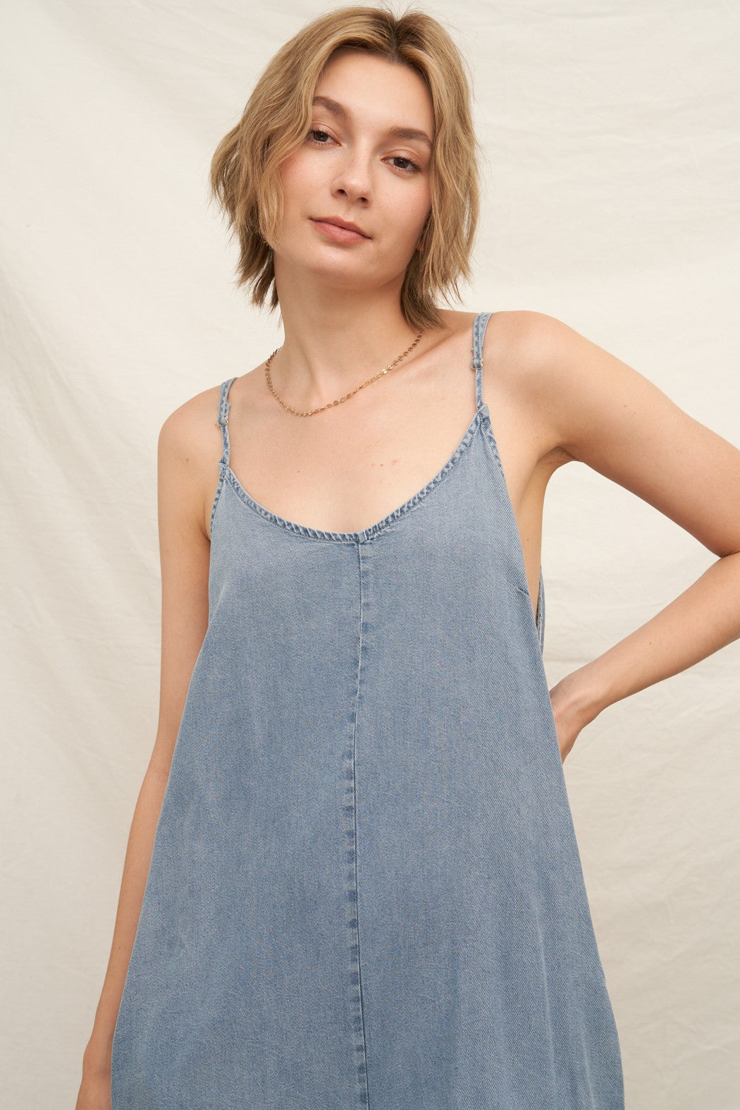 Sleeveless Slouchy Denim Jumpsuit