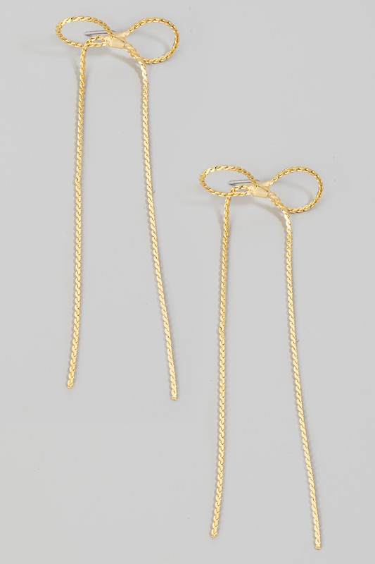 Thin Rope Ribbon Bow Earrings
