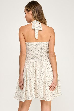Ditsy Floral Halter Mini Dress