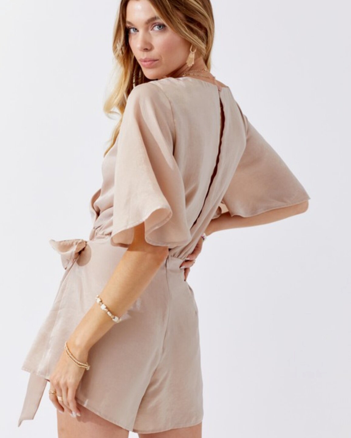 Lindsey Satin Wrap Romper