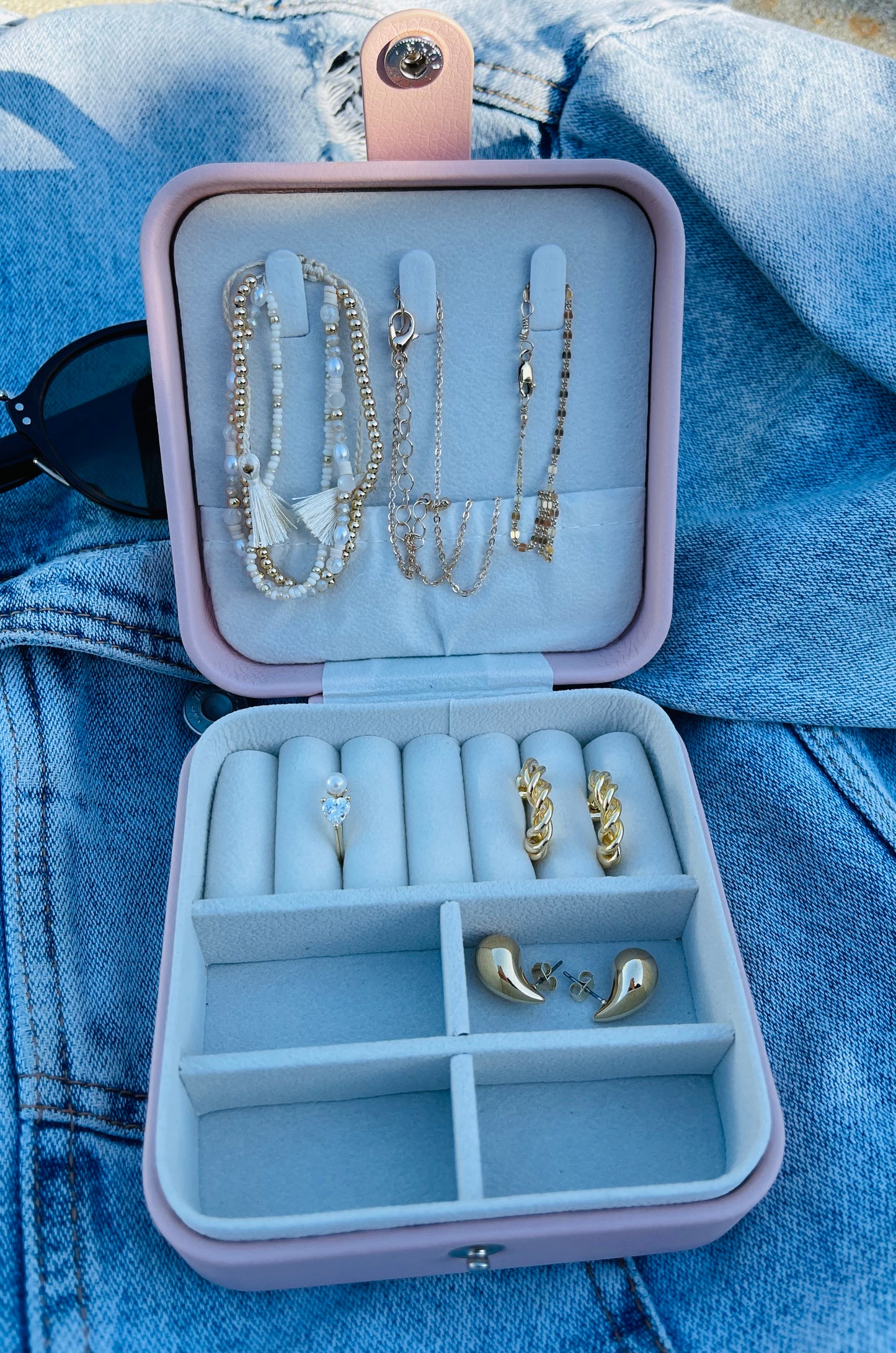 Luxe leather jewelry travel box