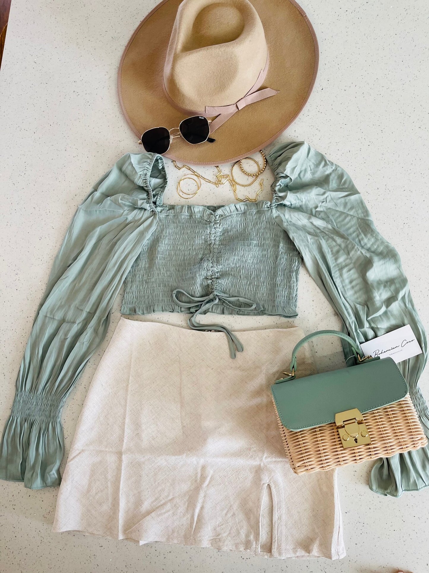 A Little Flirty Sage Ribbed Long Sleeve Crop top