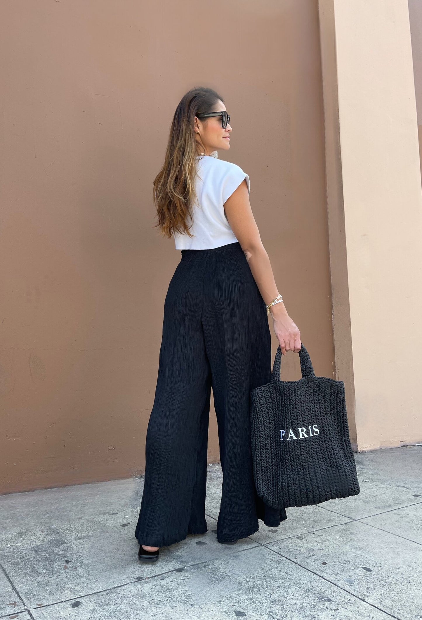 Tara High Waisted Crinkle Pants