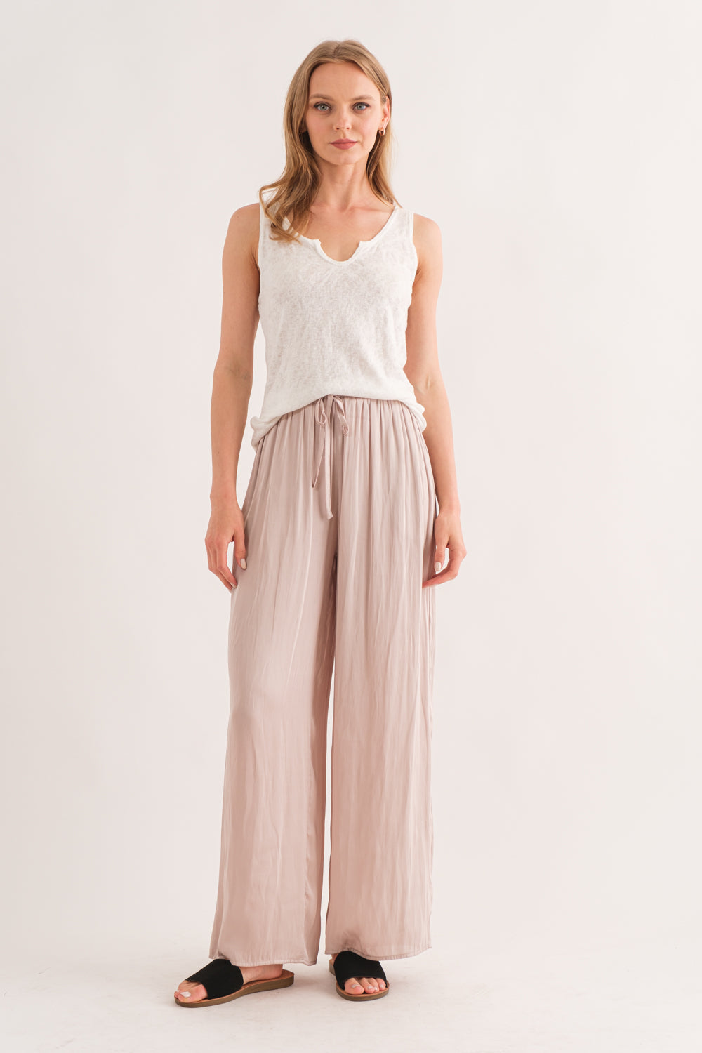 Ashlyn Satin Elastic Waist Pants