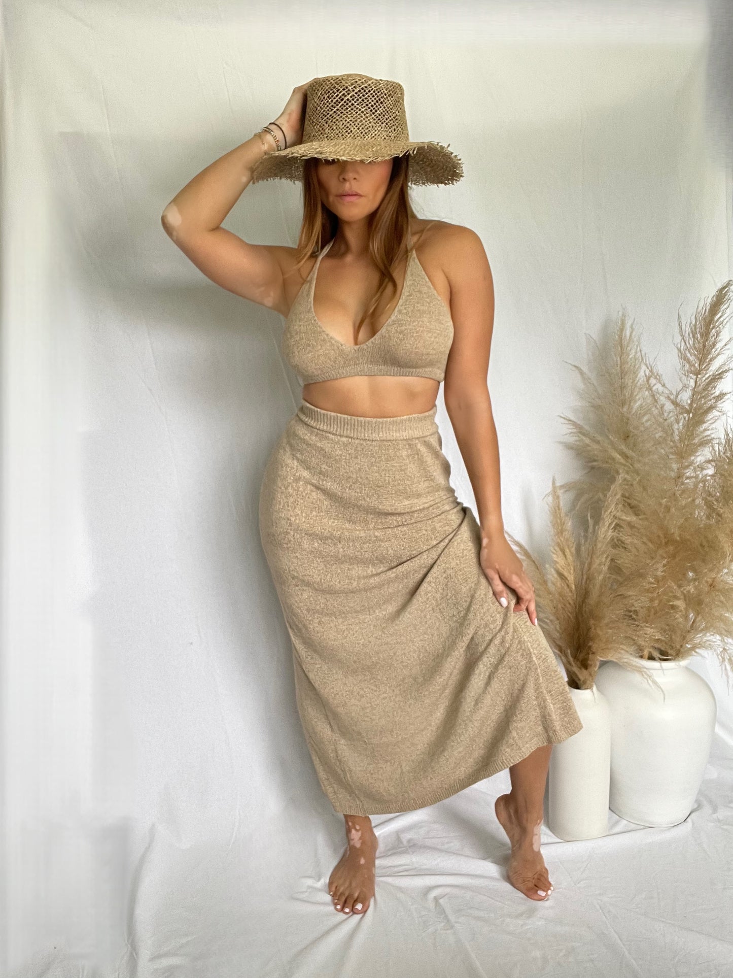 Alaya Knitt Bralette and Maxi Skirt Set