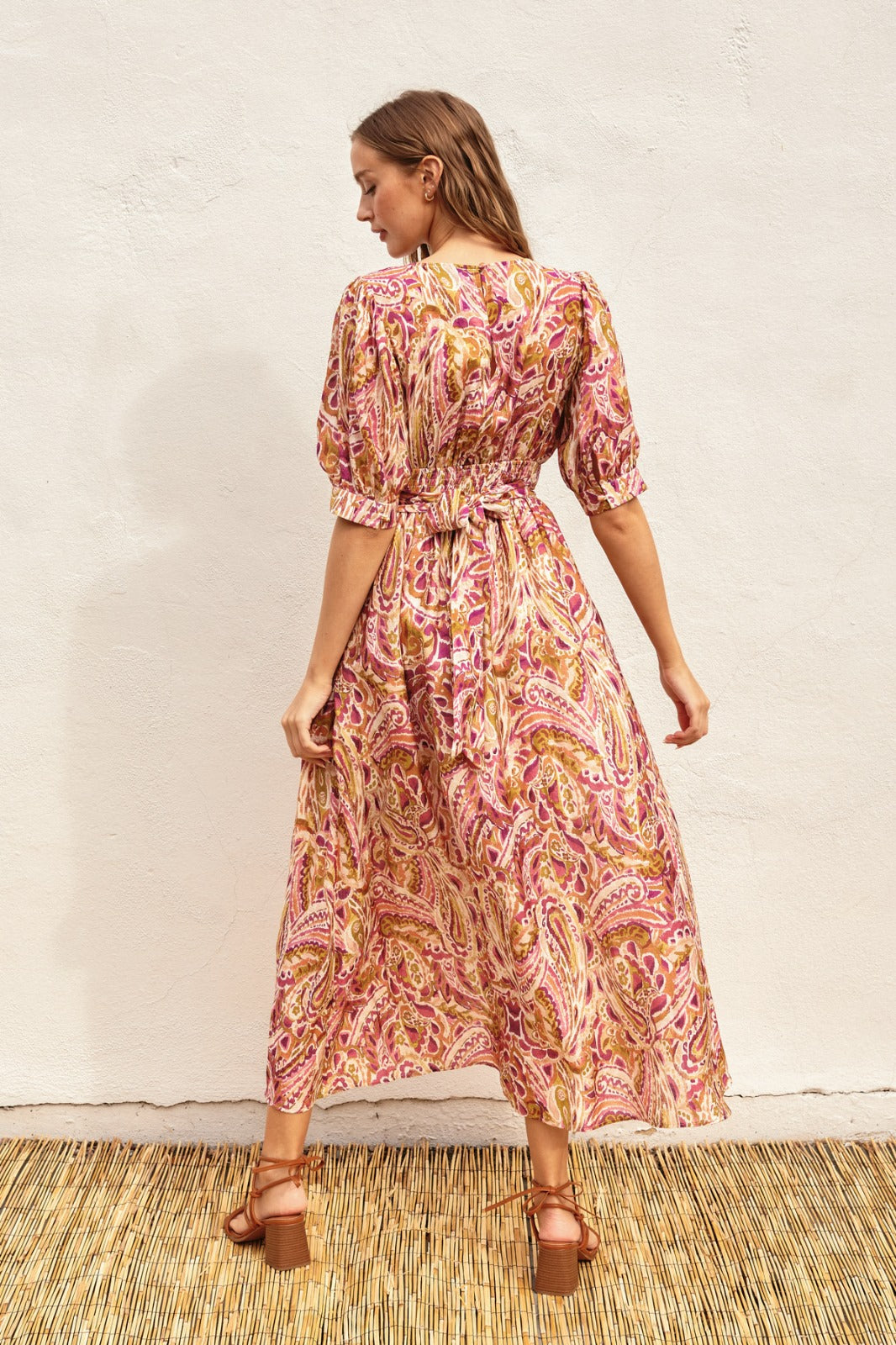 Berry Paisley Midi Maxi Dress