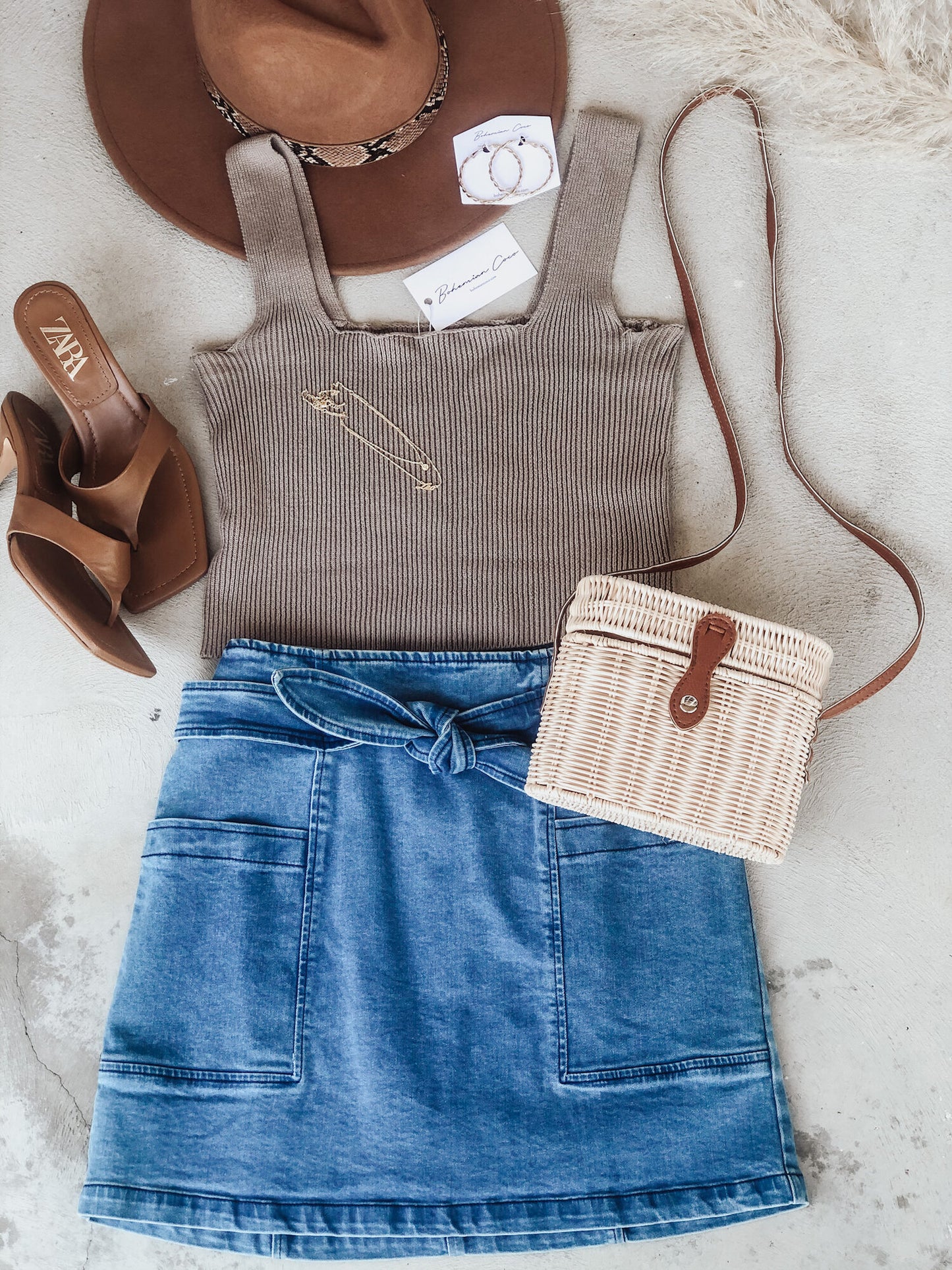 Front Tied Denim Skirt