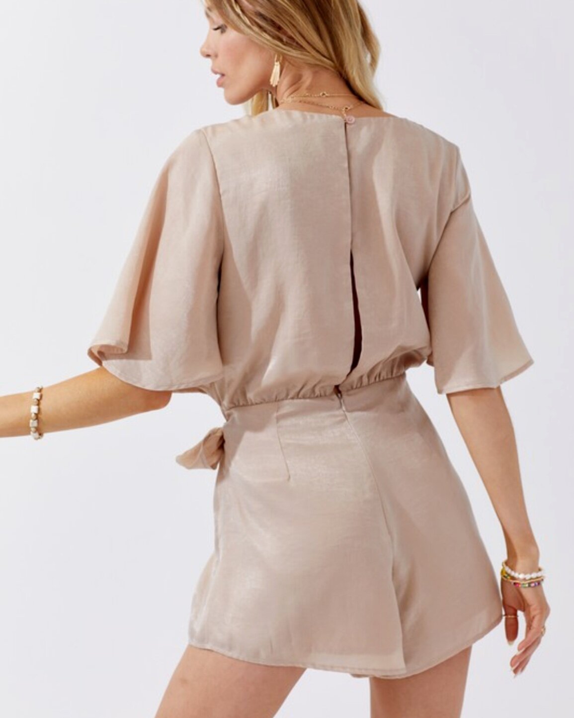 Lindsey Satin Wrap Romper