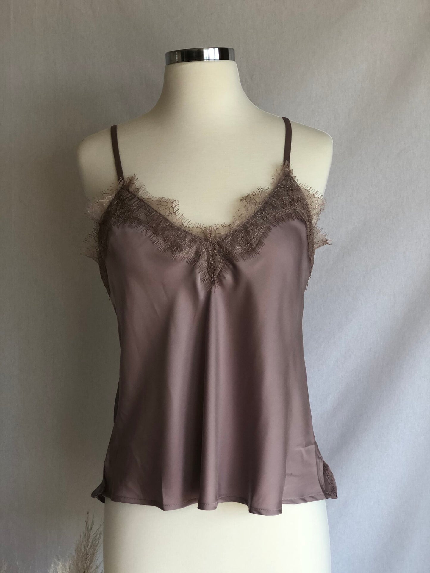 Satin Camisole With Lace Trim