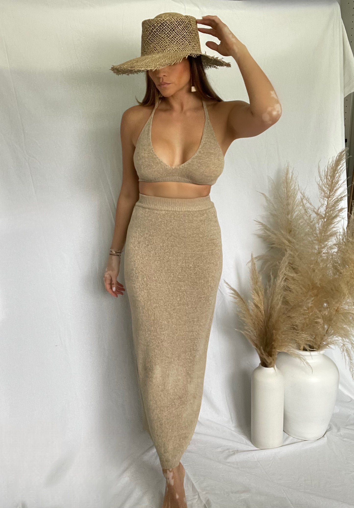 Alaya Knitt Bralette and Maxi Skirt Set