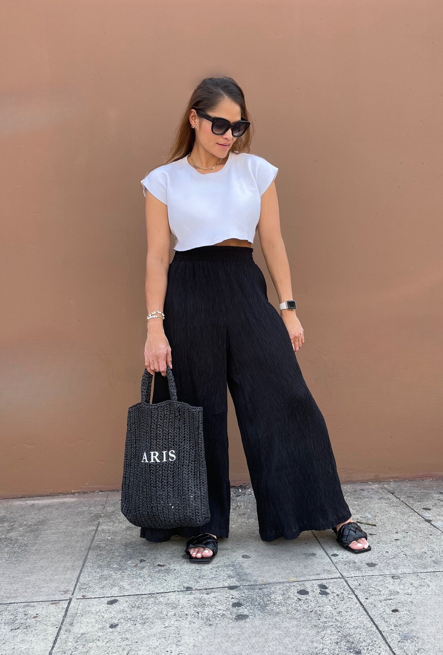 Tara High Waisted Crinkle Pants