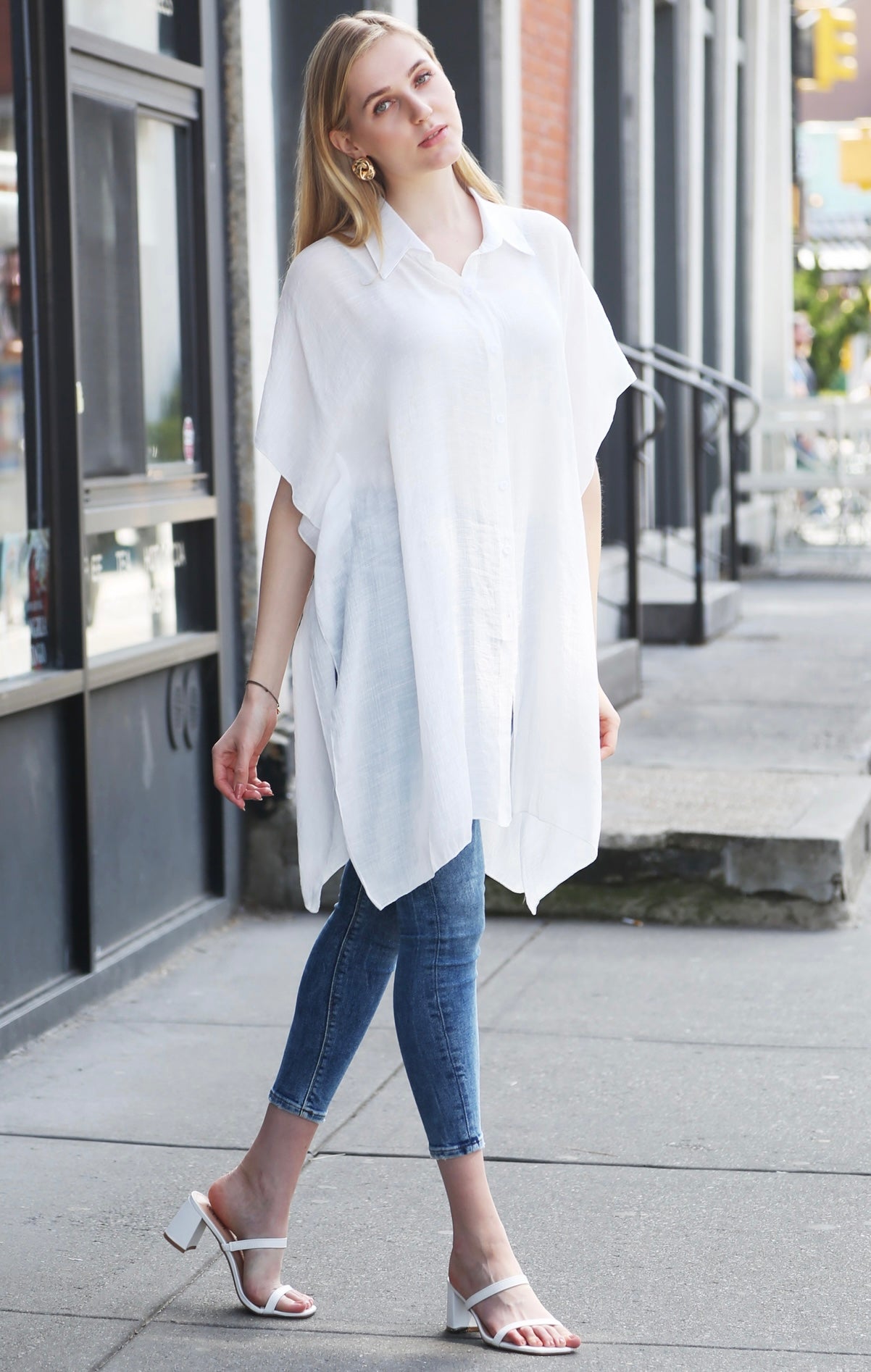 Jane Oversized Long, Sleeveless Shirt