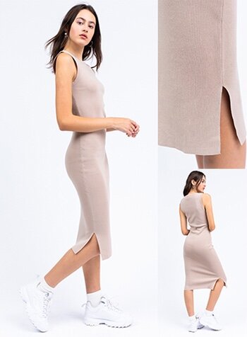 Ribbed Sleeveless Midi Dress