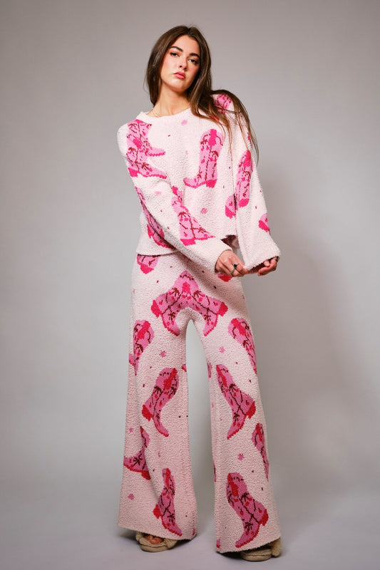Boots Print Cozy Sweater Lounge Set
