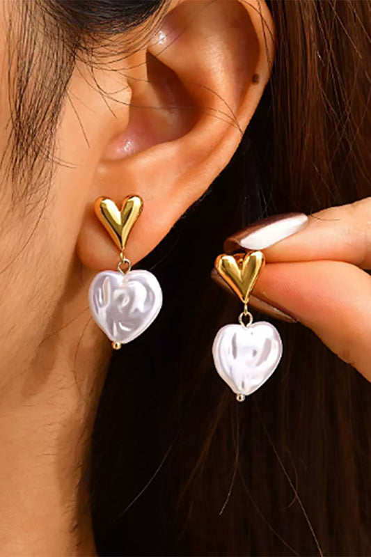 Organic Pearl Heart Drop Earrings