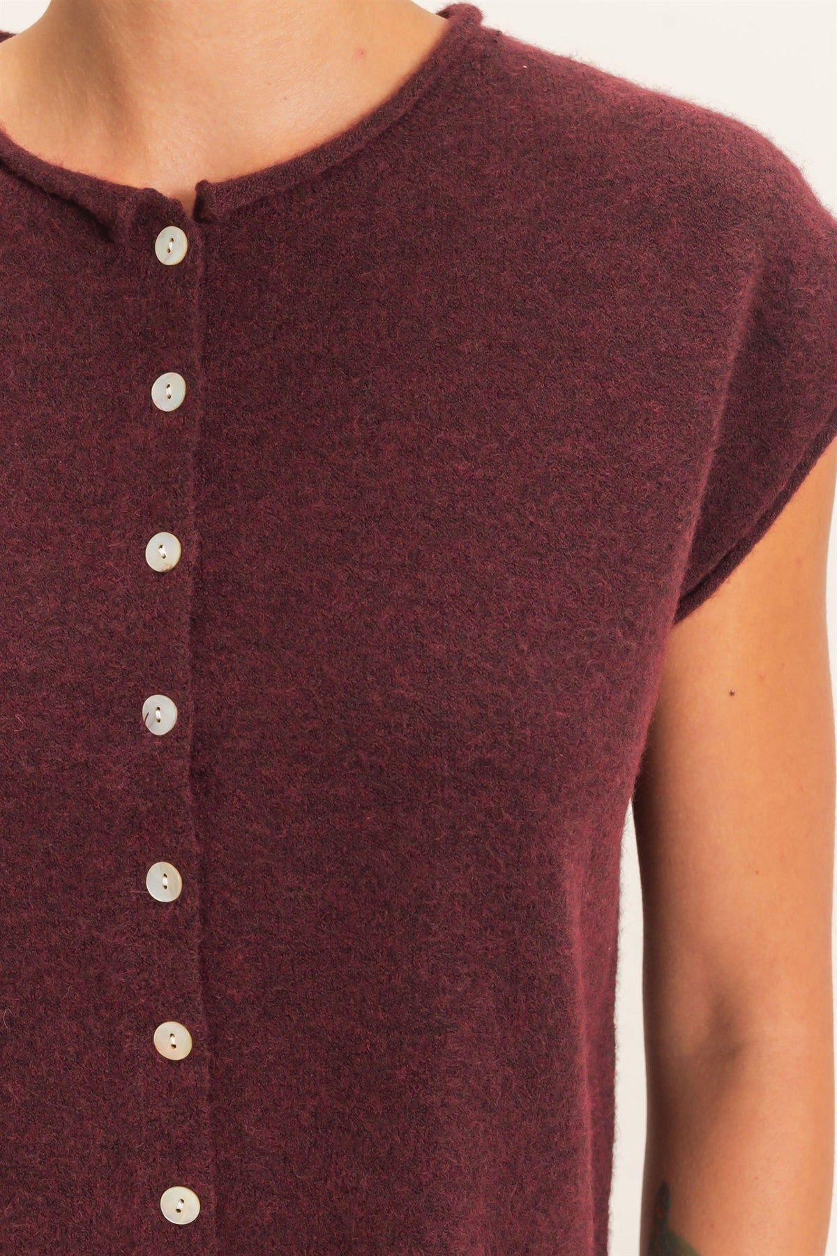 Merlot Rolled Edge Knit Vest