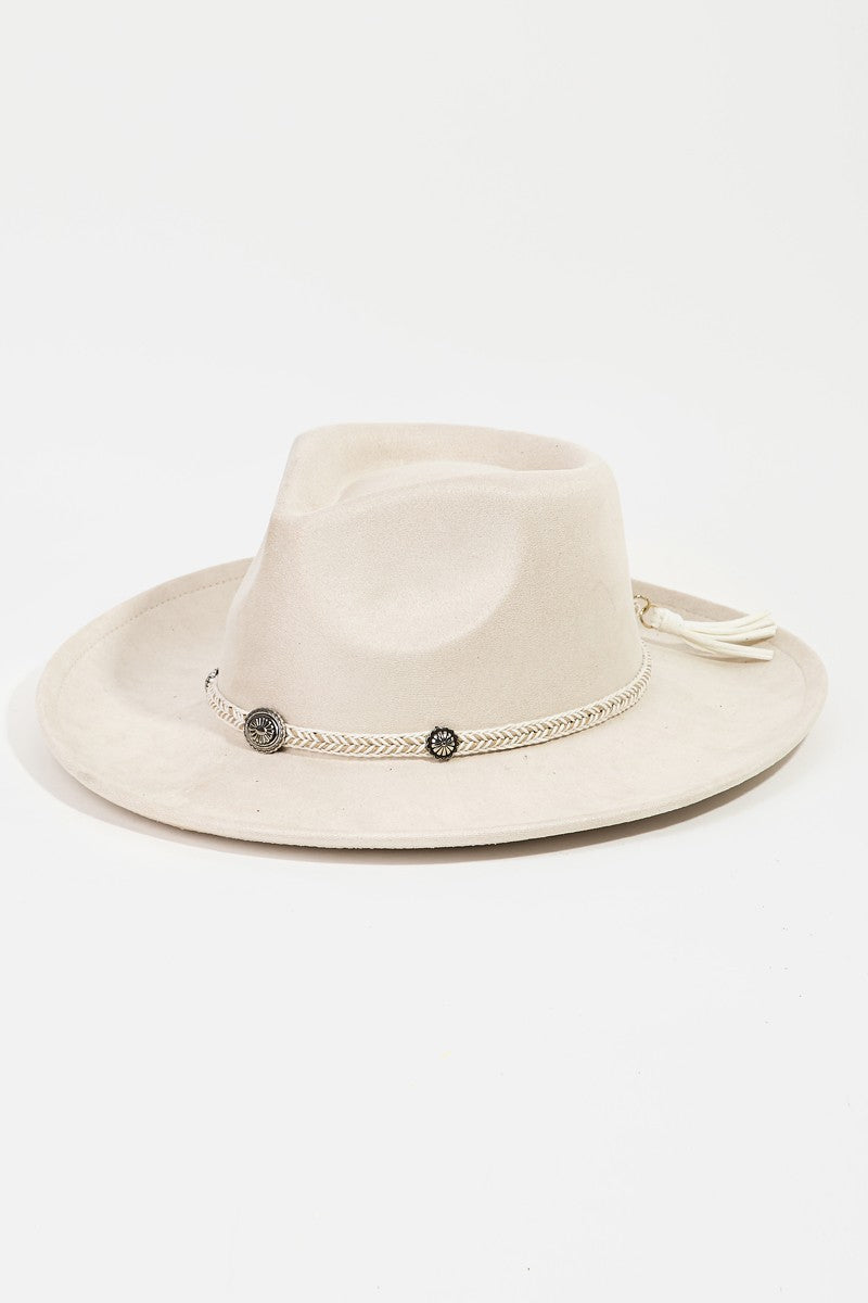 Braided Chevron Tassel Strap Fedora Hat