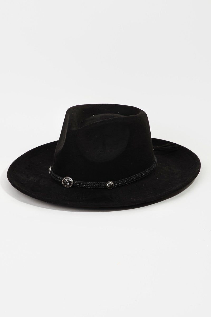 Braided Chevron Tassel Strap Fedora Hat