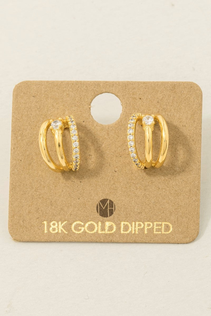 Pave Layered Hoop Huggie Earrings