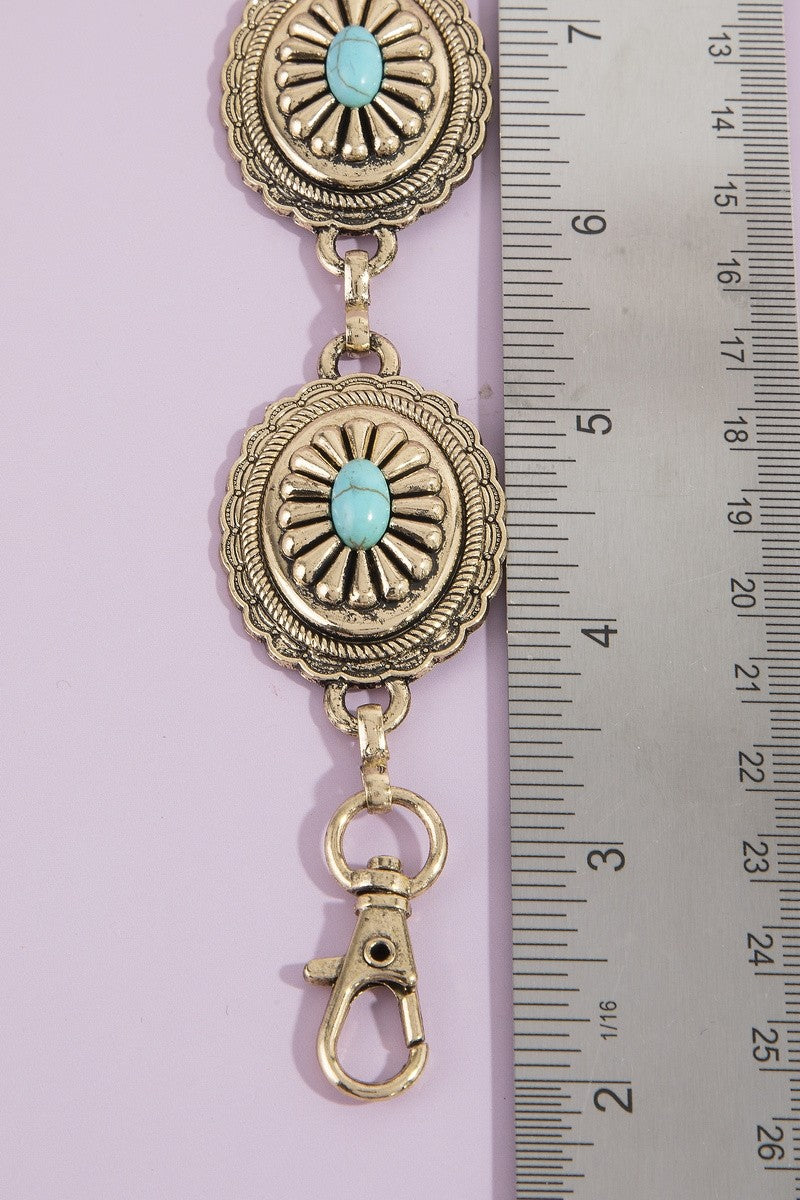 Oval Turquoise Concho Statement Chain Belt