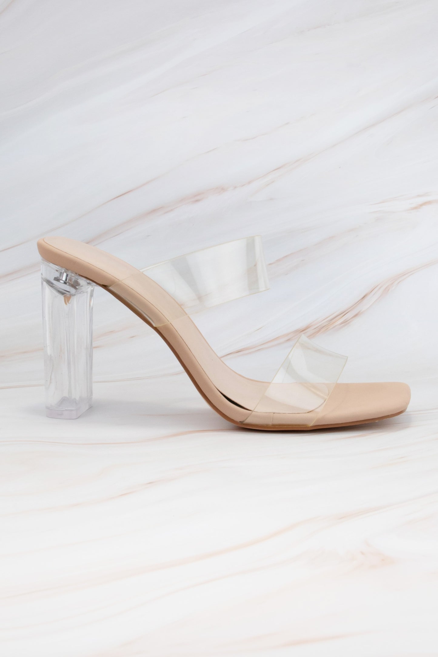 Shia Double Strap Transparent Heel Sandal