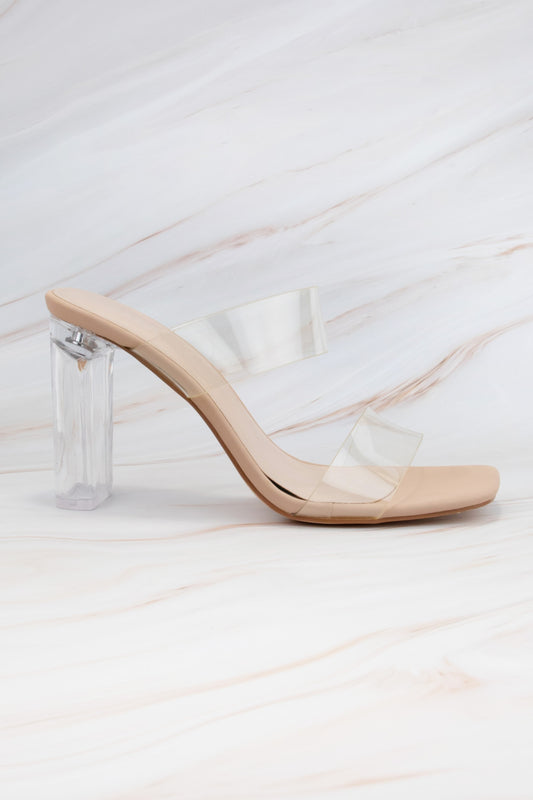 Shia Double Strap Transparent Heel Sandal