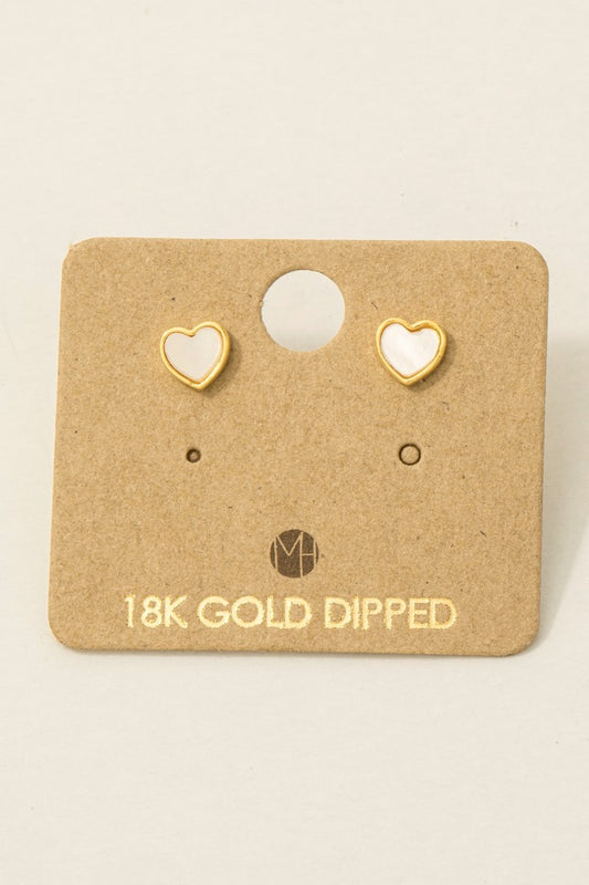 Mini Heart Shell Stud Earrings