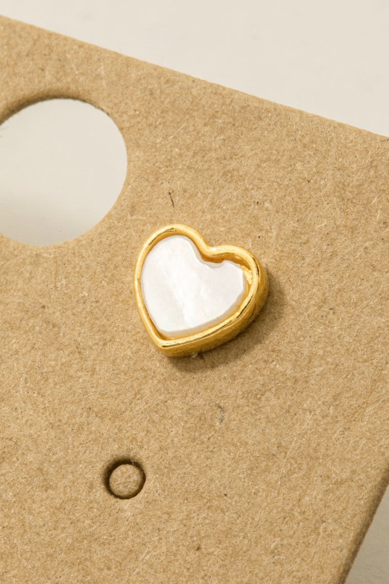 Mini Heart Shell Stud Earrings