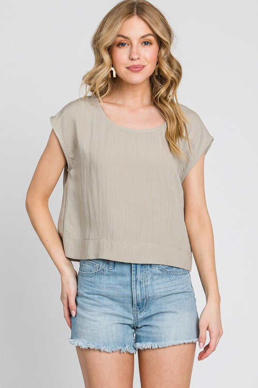 Slub Woxen Boxy Top