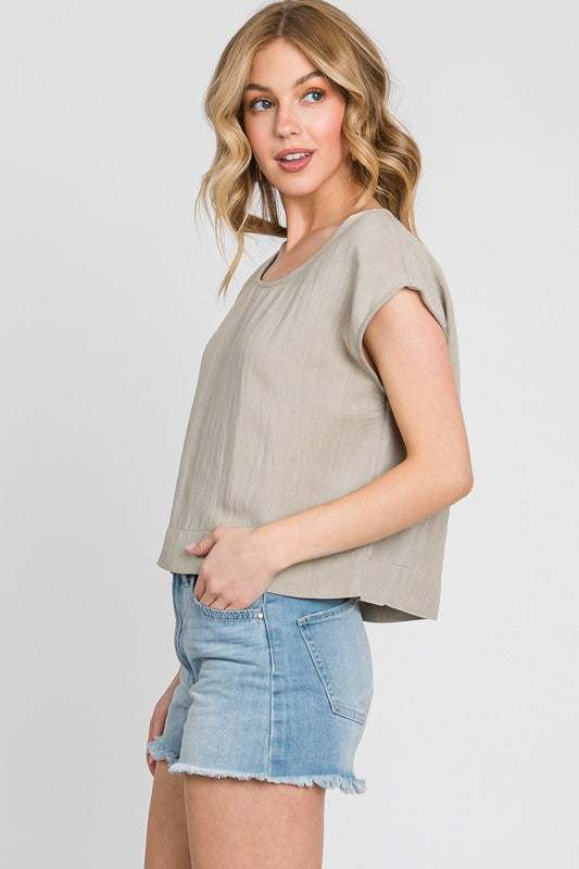 Slub Woxen Boxy Top