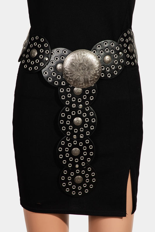 Faux Leather Western Bohemian Disc Belt