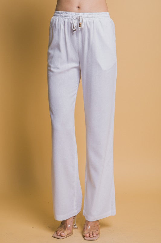 White Beaded Drawstring Pants