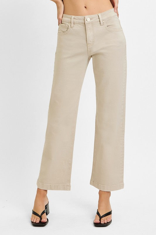 Mid Rise Ankle Straight Jeans