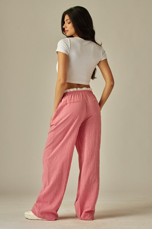 Boxer Waist Gingham Pajama Pants With Pocket