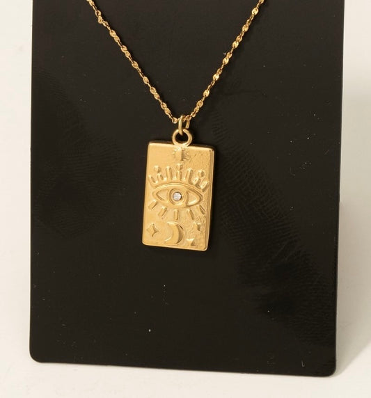 Stainless Steel Evil Eye Pendant Necklace