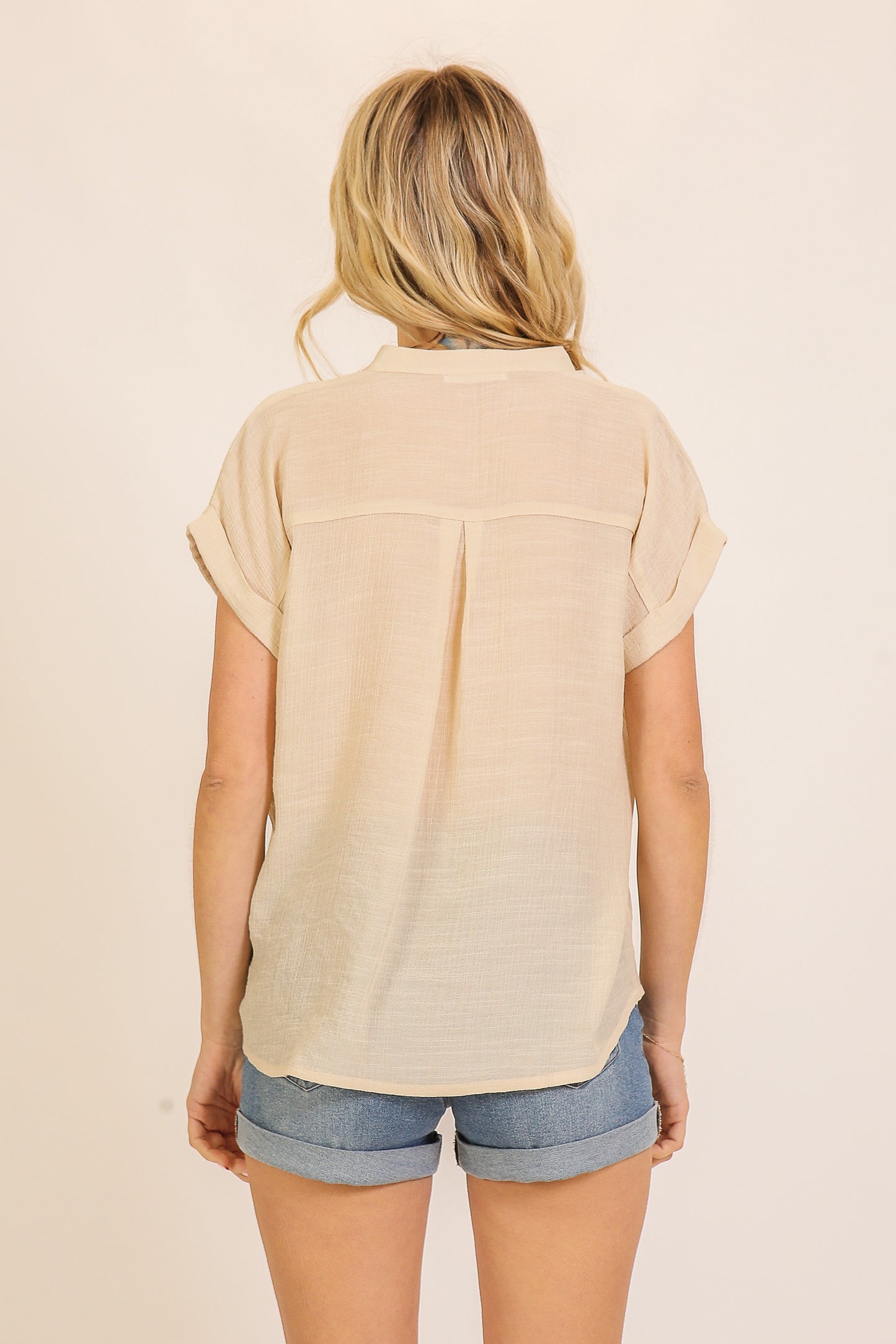Arena Linen Button Down Top