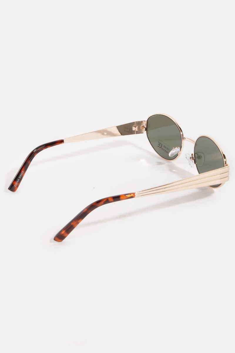 Oval Lens Metallic Frame Sunglasses Set
