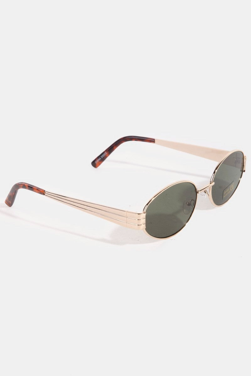 Oval Lens Metallic Frame Sunglasses Set