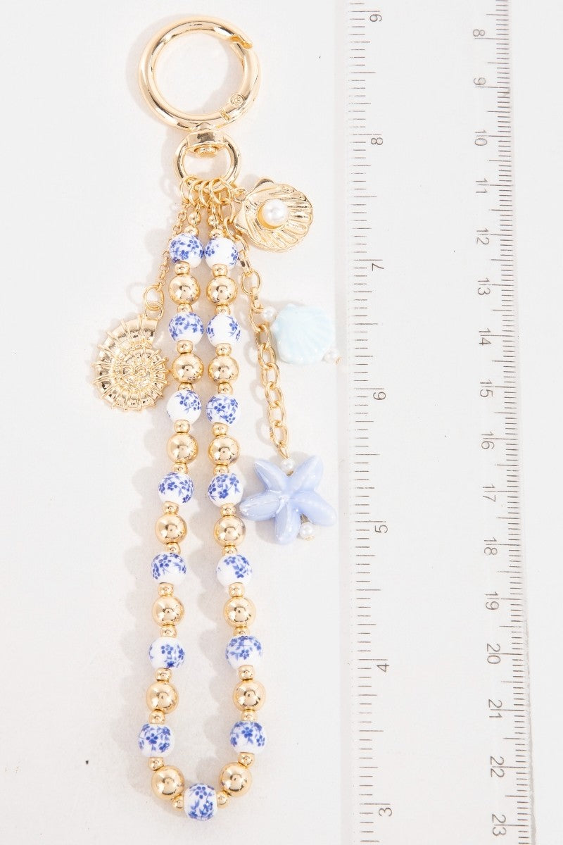 Blooming Seashell Beaded Bag Charm