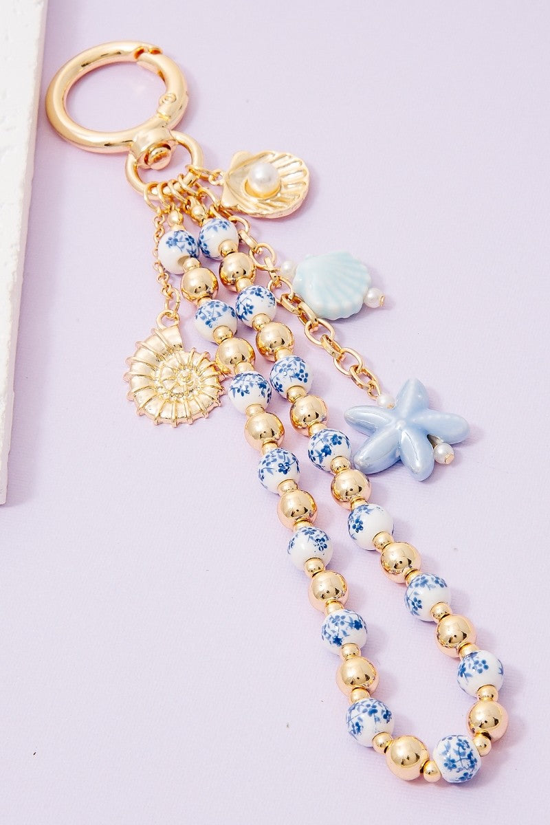 Blooming Seashell Beaded Bag Charm