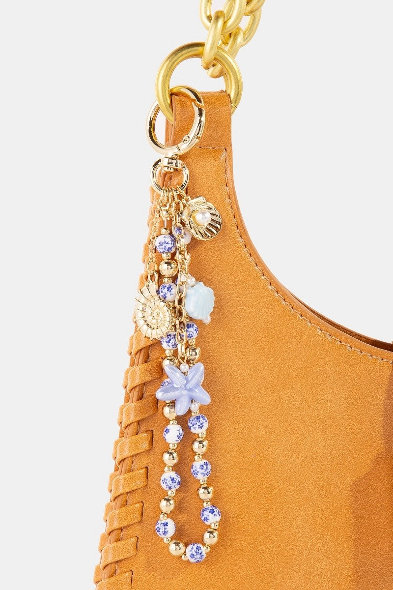 Blooming Seashell Beaded Bag Charm