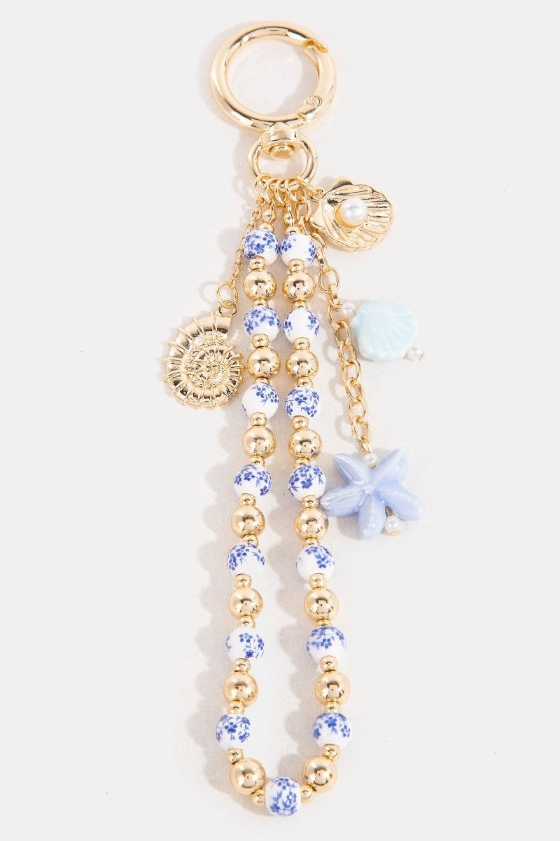Blooming Seashell Beaded Bag Charm