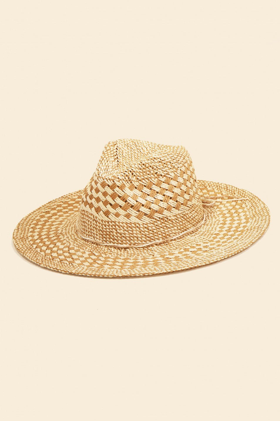 Checkered Straw Weave Sun Hat