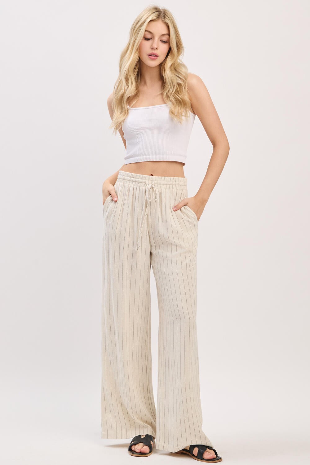 Santorini Stripe Linen Pants