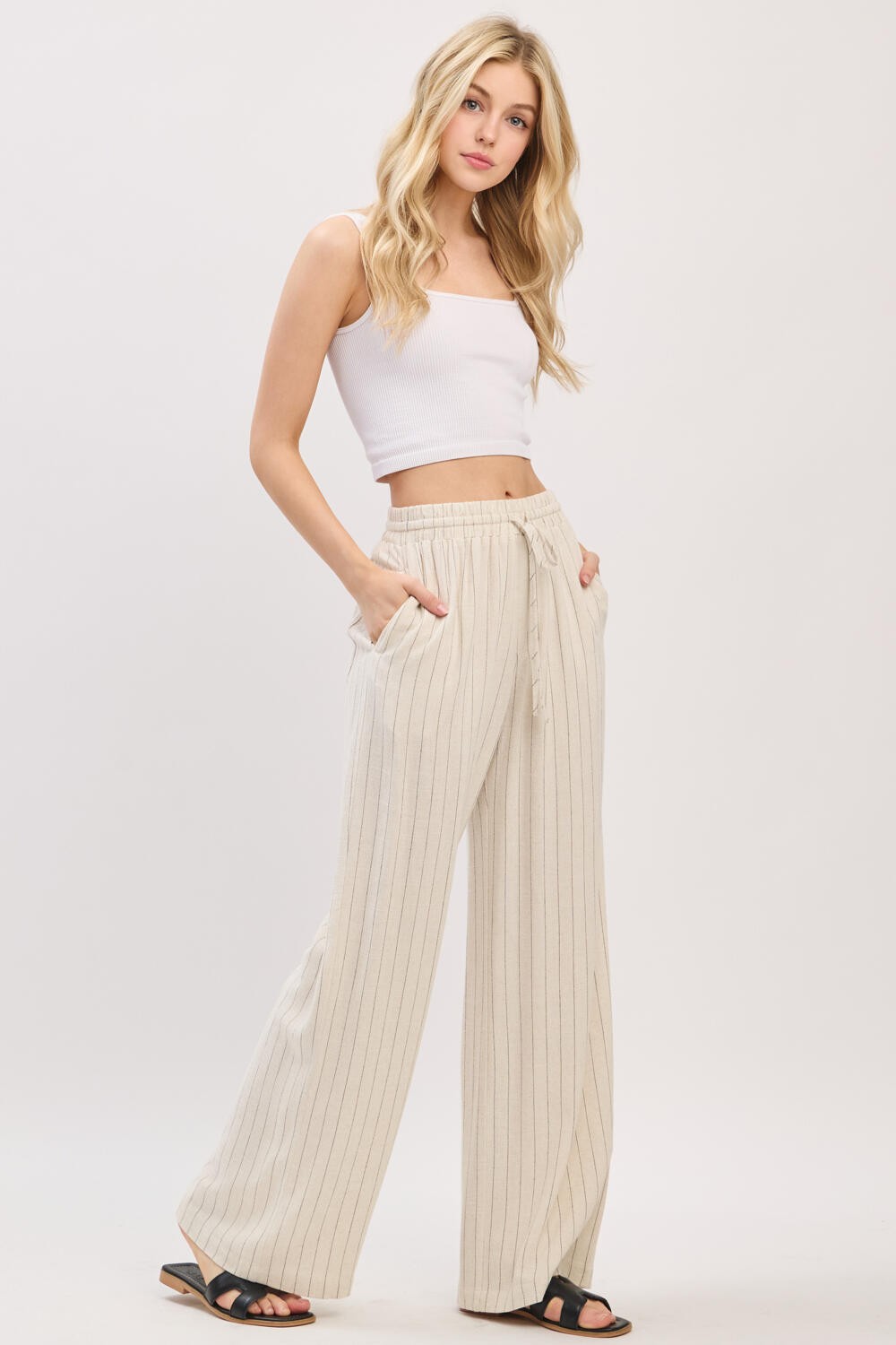 Santorini Stripe Linen Pants