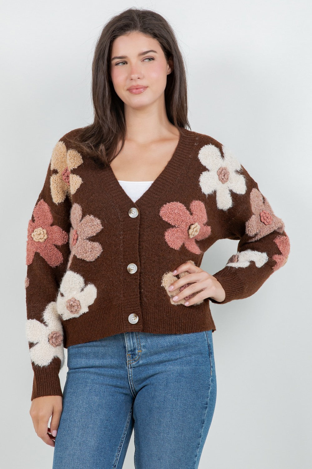 Rustic Romance Floral Knit Cardigan