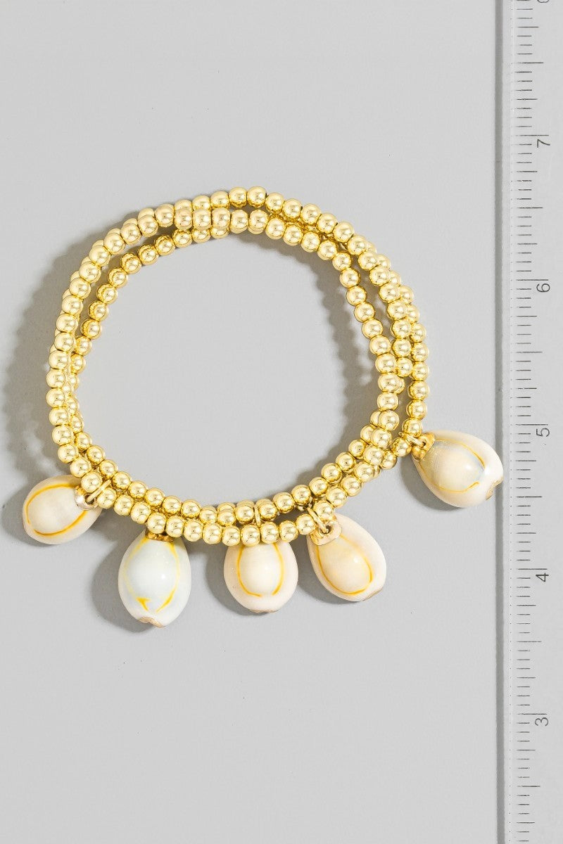 Coastal Beaded Bracelets with Seashell Charms