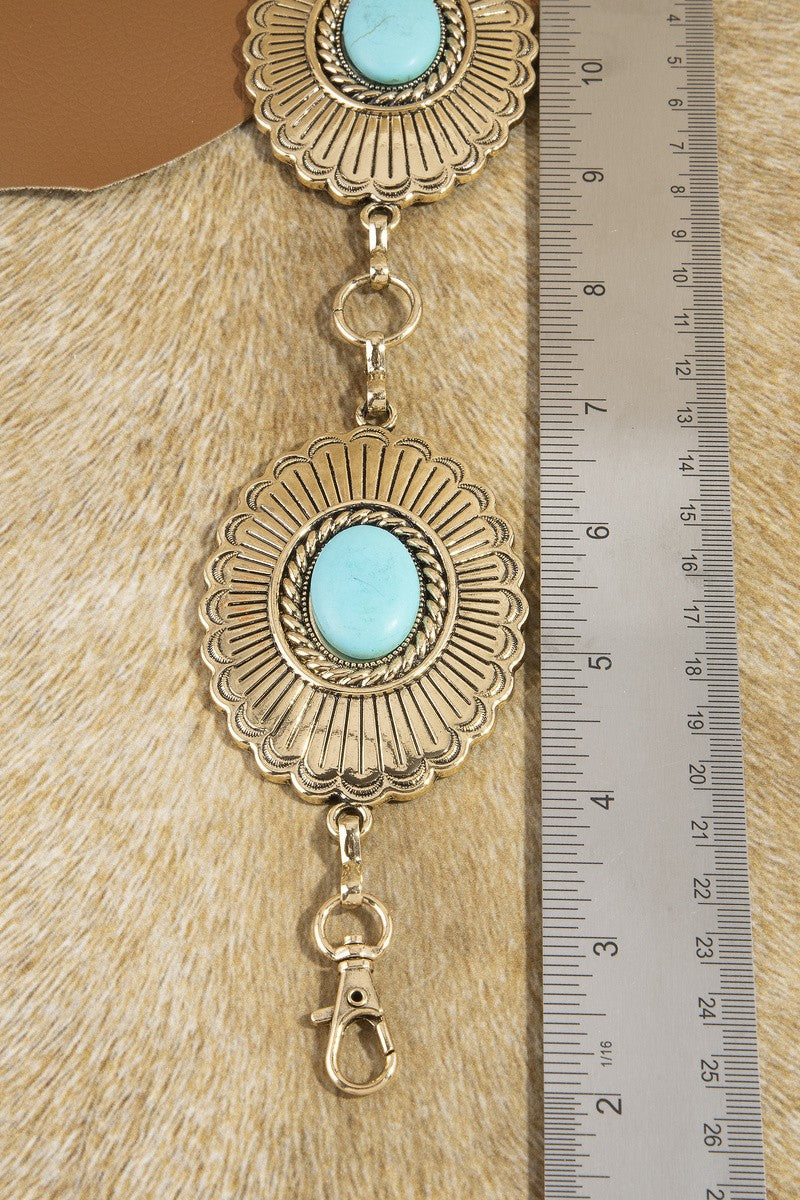 Sunburst Turquoise Concho Wide Chain Belt